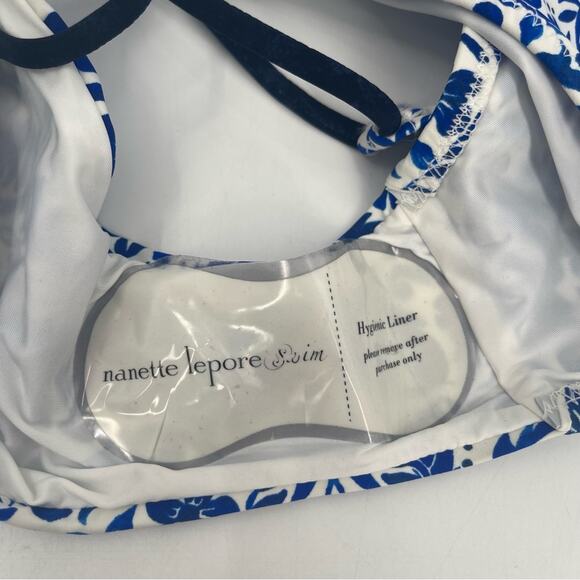 NANETTE LEPORE Bikini Bottom XS Talavera Vamp Azure Blue Beach Swim Resort NWT - Picture 12 of 16